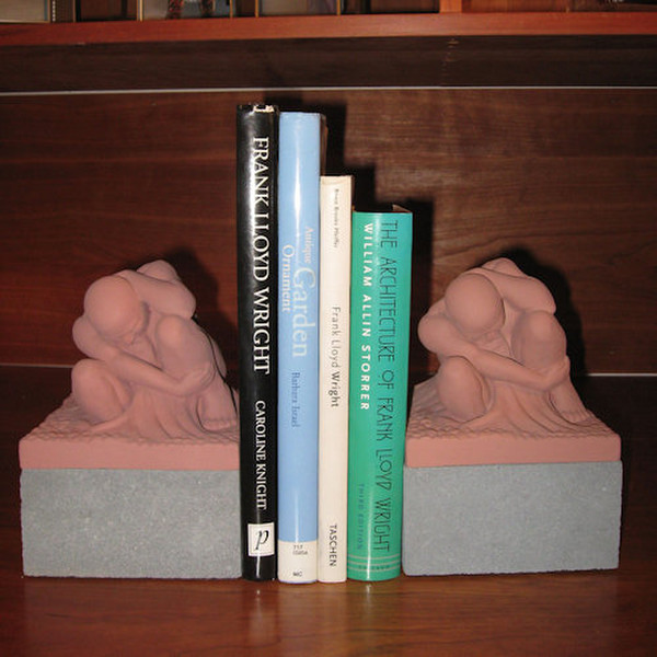 Male Nudes Boulder Bookend Statues Set by Frank Lloyd Wright Sculptures